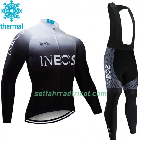 Radbekleidung Radtrikot Langarm + Lang Trägerhose 2019 TEAM INEOS Winter Thermal Fleece N003